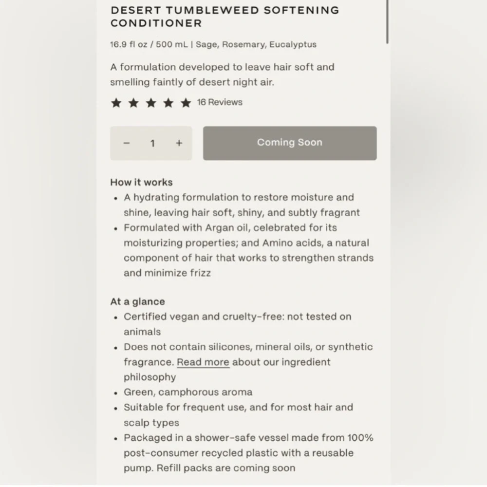 29 Palms CONDITIONER - Desert Tumbleweed Softening Conditioner - $54 Retail